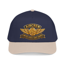 Load image into Gallery viewer, Mid Profile Baseball Cap - USCG - Aircrew Badge w txt - 3D - Enhanced