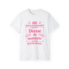 Load image into Gallery viewer, Unisex Ultra Cotton Tee - Déesse multitâche en typographie rose - Pink texts