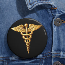 Load image into Gallery viewer, Custom Pin Buttons - Army Medical Corps Branch Insignia - 3D - Enhanced