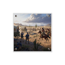 Load image into Gallery viewer, Acrylic Wall Art Panel - Apache Indians attacking a US Army defending a wagon train