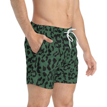 Load image into Gallery viewer, Swim Trunks - Leopard Camouflage - Green-Black
