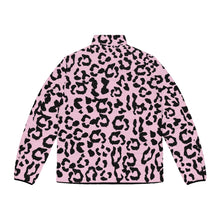 Load image into Gallery viewer, Men's Puffer Jacket (AOP) - Leopard Camouflage - Baby Pink - Black