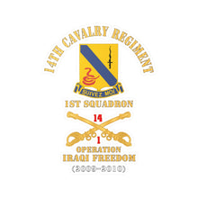Load image into Gallery viewer, Kiss-Cut Vinyl Decals - Army - 14th Cavalry Regiment w Cav Br - 1st Squadron - Operation Iraqi Freedom - 2009–2010 - Red Txt X 300