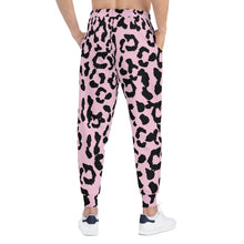 Load image into Gallery viewer, Athletic Joggers (AOP) - Leopard Camouflage - Baby Pink - Black