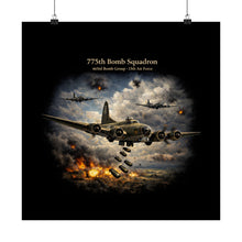 Load image into Gallery viewer, 775th Bomb Squadron Matte Poster — 'Bomb Run' Vintage WWII Aviation Print