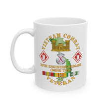 Load image into Gallery viewer, White Ceramic Mug, (11oz, 15oz) - Vietnam Combat Veteran w 20th Engineer Brigade SSI - Dong Tam X 300