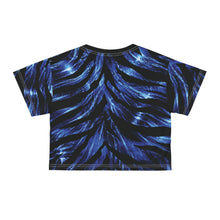 Load image into Gallery viewer, All-Over Print Beach & Festival Crop Tee - Electric blue zebra glow