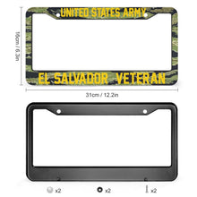 Load image into Gallery viewer, EL SALVADOR VETERAN - All Over Print License Plate Frame License Plate Frame Black
