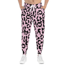 Load image into Gallery viewer, Athletic Joggers (AOP) - Leopard Camouflage - Baby Pink - Black