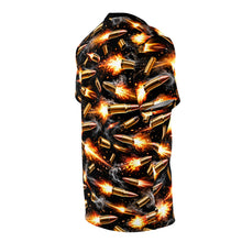 Load image into Gallery viewer, Bullet Fire All-Over Print Tee — Explosive Ammunition Graphic Shirt