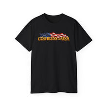 Load image into Gallery viewer, Unisex Ultra Cotton Tee - God Bless the USA w Waving Flag - 3D - enhanced