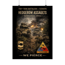 Load image into Gallery viewer, Matte Poster - 758th Tank Battalion - Tuskers in the hedgerow assault, 1944