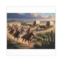 Load image into Gallery viewer, Indoor and Outdoor Silk Posters - Apache Indians attacking a wagon train