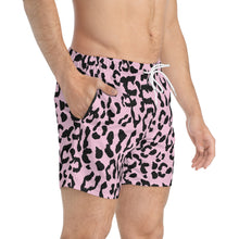 Load image into Gallery viewer, Swim Trunks - Leopard Camouflage - Baby Pink - Black