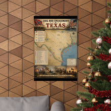 Load image into Gallery viewer, Civil War Engagements in Texas Matte Poster (1861–1865) — “Few Are Remembered, All Are Honored” Historical Map Print
