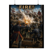Load image into Gallery viewer, Matte Poster - Union Battery - Lt Alonzo Cushing - 3 July 1963 Tribute Tee - Gettysburg, PA, "FIRE!"