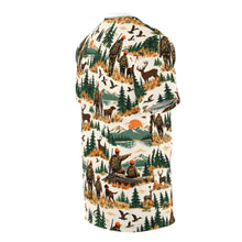 Load image into Gallery viewer, All-Over Print Tee — Father and Son Wilderness Adventure Pattern