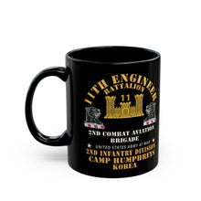 Load image into Gallery viewer, Black Mug 15oz - 11th Engineer Battalion - Camp Humphries 2nd Infantry Division - Korea