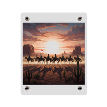 Load image into Gallery viewer, Acrylic Wall Art Panel - 10th Cavalry on Patrol in the sunset w 10th Cav Guidon