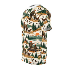 Load image into Gallery viewer, All-Over Print Tee — Father and Son Wilderness Adventure Pattern