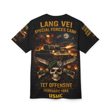 Load image into Gallery viewer, Lang Vei 1968 Special Forces Camp All‑Over Print Tee — "Steel in the Wire" - USMC