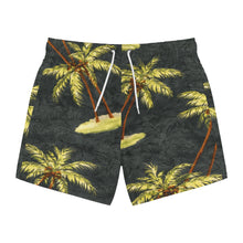 Load image into Gallery viewer, Tropical Palm Island Swim Trunks — Vintage Hawaiian Beach Shorts