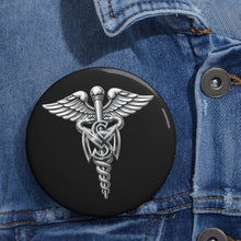 Load image into Gallery viewer, Custom Pin Buttons - Army Medical Service Corps (MS) Branch Insignia - 3D - Silver - Enhanced