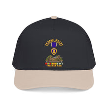 Load image into Gallery viewer, Mid Profile Baseball Cap - Vietnam War Purple Heart Medal w VN SVC - with Vietnam Scene - 3D - Transparent