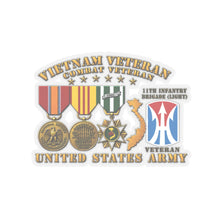 Load image into Gallery viewer, Kiss-Cut Stickers - Army - Vietnam Vet - w Medals - VN - 11th Infantry Brigade (Light) - 3D Enhanced X 300