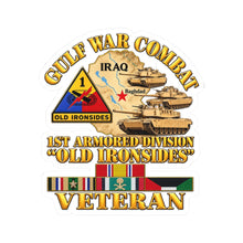 Load image into Gallery viewer, Kiss-Cut Stickers - Army - Gulf War Combat - 1st Armored Divi - Old Ironsides - Veteran - Map w GULF SVC - 3D - Enhanced