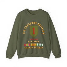 Load image into Gallery viewer, Crewneck Sweatshirt - Army - SSI - 1st Infantry Division - Big Red One - Vietnam Veteran w VN SVC Bar X 300