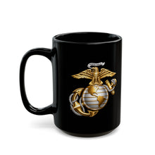 Load image into Gallery viewer, Black Mug (15oz) - Emblem - USMC - Eagle Globe Anchor - 3d enhanced