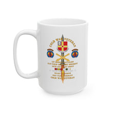 Load image into Gallery viewer, White Ceramic Mug, (11oz, 15oz) - Cold War Vet - 1st Missile Bn, 81st Artillery 56th Artillery Group - Neu-Ulm Germany - Firing Missile w ARTY Br w COLD SVC X 300