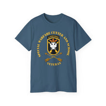 Load image into Gallery viewer, Unisex Ultra Cotton Tee - JFK Special Warfare Center - School SSI w Branch - Veteran wo Backgrnd