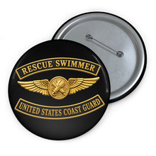 Load image into Gallery viewer, Custom Pin Buttons - USCG - Aviation Rescue Swimmer w txt - 3D - Enhanced