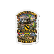 Load image into Gallery viewer, Die-Cut Magnet - Army - Vietnam Combat Cavalry Veteran w 1st Cav Div SSI Big Helo - 3D - Enhanced