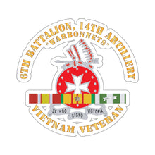 Load image into Gallery viewer, Kiss-Cut Stickers - 6th Battalion, 14th Artillery Regiment - DUI - Warbonnets - VN SVC BAR - Top X 300