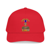 Load image into Gallery viewer, Mid Profile Baseball Cap - Vietnam War Purple Heart Medal w VN SVC - with Vietnam Scene - 3D - Transparent