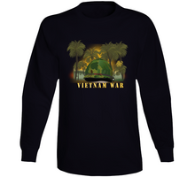 Load image into Gallery viewer, Vietnam Era Helmet Cover - Band - Front - War Is Hell W Jungle - Fire W Txt X 300 Classic T Shirt, Crewneck Sweatshirt, Hoodie, Long Sleeve