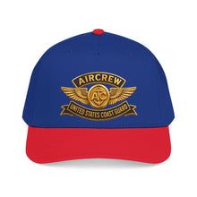 Load image into Gallery viewer, Mid Profile Baseball Cap - USCG - Aircrew Badge w txt - 3D - Enhanced