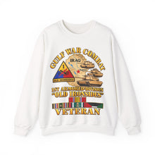 Load image into Gallery viewer, Crewneck Sweatshirt - Army - Gulf War Combat - 1st Armored Divi - Old Ironsides - Veteran - Map w GULF SVC - 3D - Enhanced