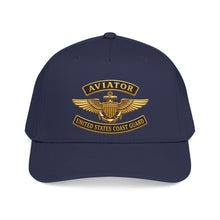 Load image into Gallery viewer, Mid Profile Baseball Cap - USCG - Aviator Badge w txt - 3D - Enhanced