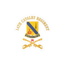 Load image into Gallery viewer, Kiss-Cut Vinyl Decals - Army - 14th Cavalry Regiment w Cav Br - Red Txt X 300