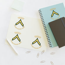 Load image into Gallery viewer, Military Sticker Sheets, Army Rank - Private E2. Army with Text Stickers, Military Decals, Military Scrapbooking, Military Planner Accessories,