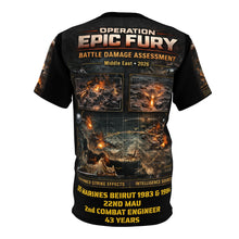 Load image into Gallery viewer, Operation EPIC FURY Tribute Tee — US Strike Against Iran Strategic Strike Campaign - US MARINES -Beirut 1983 & 1984