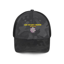 Load image into Gallery viewer, Embroidered Mesh Sports Camo Caps - Lieutenant Colonel - Retired