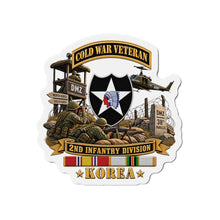 Load image into Gallery viewer, Die-Cut Magnet - Army - 2nd Infantry Division w Br - Ribbon COLD WAR Vet Tab - Korea - 3D - Enhanced