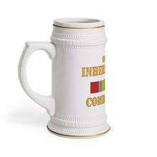 Load image into Gallery viewer, Classic Ceramic Beer Stein Mug, White Porcelain Stein with Gold Trim | German-Style Tankard - Opn Inherent Resolve (OIR) SVC Bar - Combat Veteran X 300