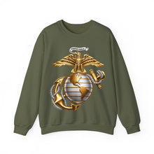 Load image into Gallery viewer, Crewneck Sweatshirt — Gold Eagle Globe & Anchor Graphic (Semper Fidelis)