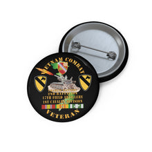 Load image into Gallery viewer, Custom Pin Button - Army - Charlie Battery.2nd Battalion,17th Field Artillery - w 1st Cavalry Div - M110 8in SP - Vietnam Vet w VN SVC X 300